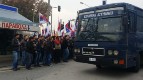 La polizia antisommossa contro gli scioperanti